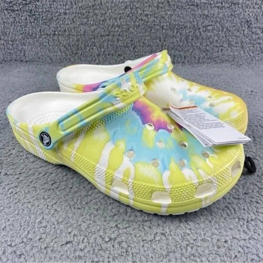 Crocs classic tie-dyed Clogs Graphic Unisex Womens 11 Mens 9‎ White Multi NEW